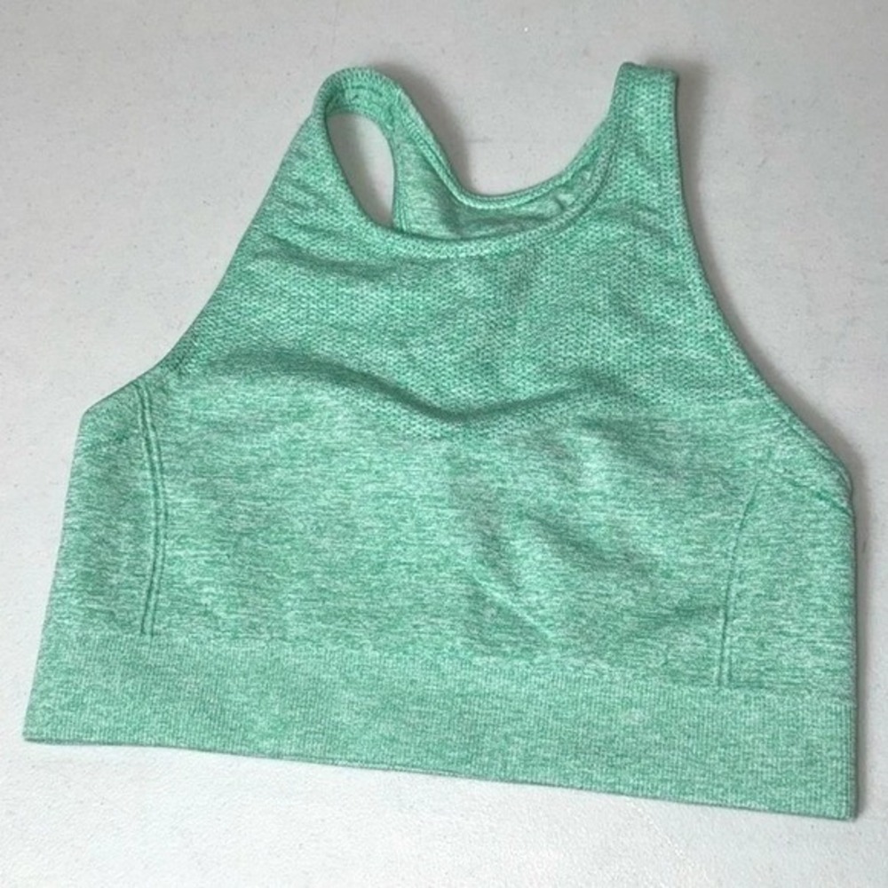All in Motion Women's Seamless Sports Bra‎ Green High Neck Racerback XS
